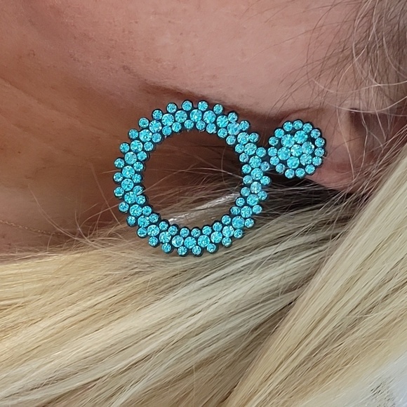 SPARKLE DROP HOOP ILLUSION EARRINGS - Picture 1 of 7